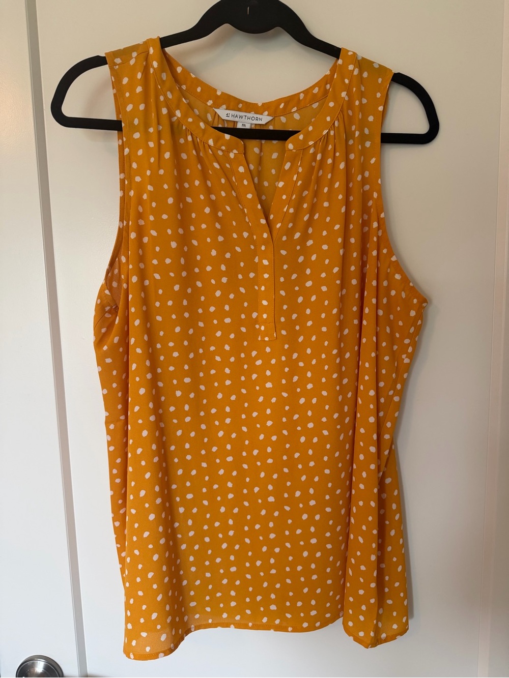 41 Hawthorn Mustard Yellow Polka Dot Sleeveless Top